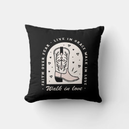 クリスチャンの田舎の女の子の信仰引用文女性のカーボーイブラック クッション