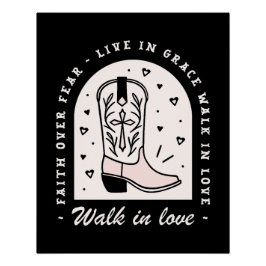 クリスチャンの田舎の女の子の信仰引用文女性のカーボーイブラック ポスター