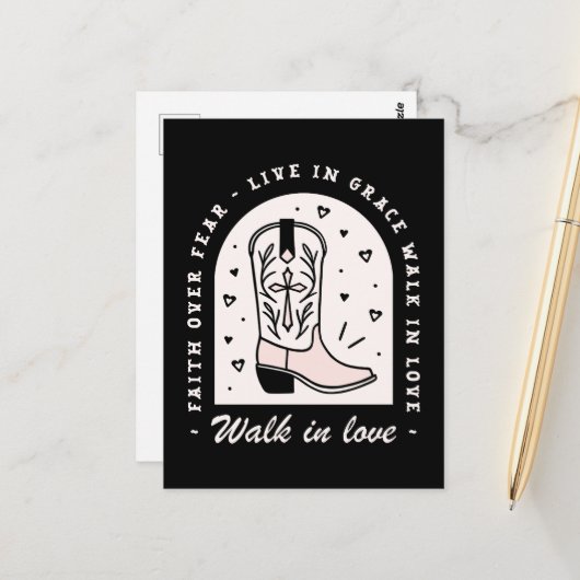 クリスチャンの田舎の女の子の信仰引用文女性のカーボーイブラック ポストカード (正面/裏面インサイチュ)