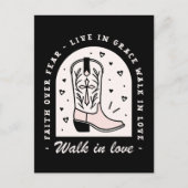 クリスチャンの田舎の女の子の信仰引用文女性のカーボーイブラック ポストカード (正面)