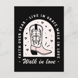 クリスチャンの田舎の女の子の信仰引用文女性のカーボーイブラック ポストカード