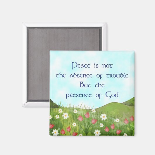 クリスチャンの磁石 – 平和は神の存在 マグネット (正面/裏面)