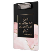 クリスチャンの神は彼女のピンクの黒い金ゴールド大理石の中 クリップボード (左)