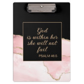 クリスチャンの神は彼女のピンクの黒い金ゴールド大理石の中 クリップボード (正面)