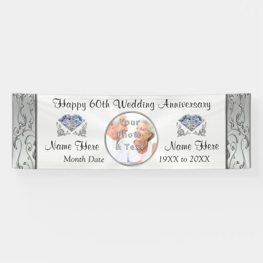 クリスチャンの第60結婚記念日の旗 横断幕 (横)