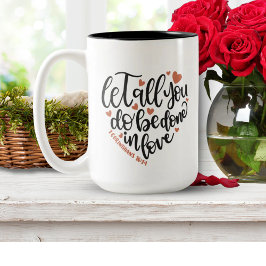 クリスチャンの聖句✝️愛で全てをするようにしなさい ツートーンマグカップ