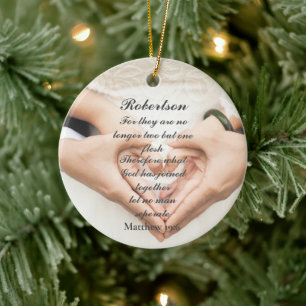 クリスチャンの聖書の結婚式の写真 セラミックオーナメント