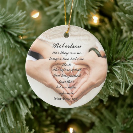 クリスチャンの聖書の結婚式の写真 セラミックオーナメント (ツリー)