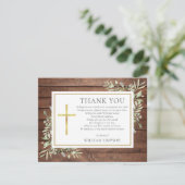 クリスチャンの葬儀　素朴な木のグリーンと詩 サンキューカード (スタンド正面)