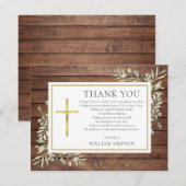 クリスチャンの葬儀　素朴な木のグリーンと詩 サンキューカード (正面/裏面)