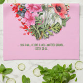 クリスチャンの開花であなたはピンクのフローラを植えた キッチンタオル (折り畳み)