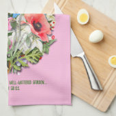 クリスチャンの開花であなたはピンクのフローラを植えた キッチンタオル (四つ折り)