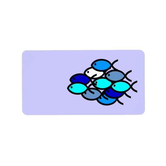 クリスチャンの魚のシンボルの学校 – 青 –  ラベル (正面)