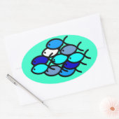 クリスチャンの魚のシンボルの学校 – 青 – 楕円形シール (封筒)