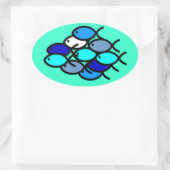 クリスチャンの魚のシンボルの学校 – 青 – 楕円形シール (バッグ)