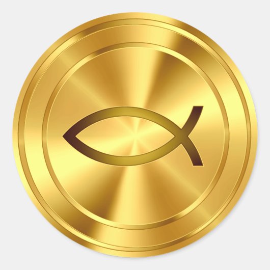 クリスチャンの魚のシンボル – 金 ラウンドシール (正面)