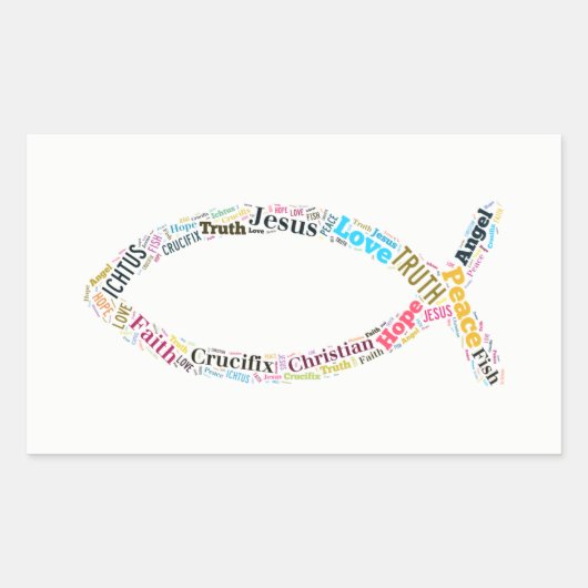 クリスチャンの魚のシンボル 長方形シール (正面)