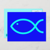 クリスチャンの魚のシンボル – LOUD!青と水色 ポストカード (正面/裏面)