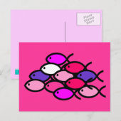 クリスチャンの魚の記号の学校 – ピンク ポストカード (正面/裏面)