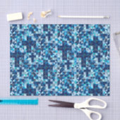 クリスチャンはモダンで青い幾何学的交差させます 薄葉紙 (クラフト)