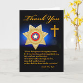 クリスチャンをテーマにした保安官に感謝 カード (黄色い花)