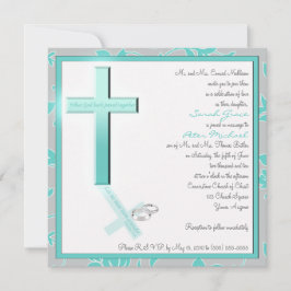 クリスチャンアクアアンドグレースクエア結婚式招待状 招待状