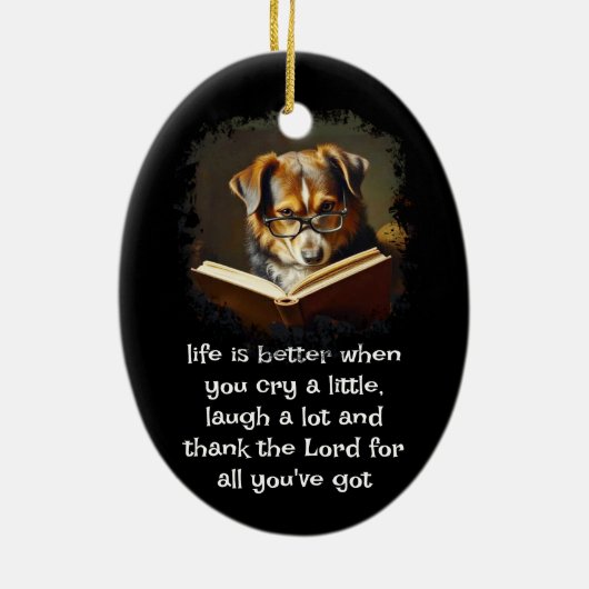 クリスチャンアドバイスおもしろいワイズドッグの生活がより良い セラミックオーナメント (裏面)