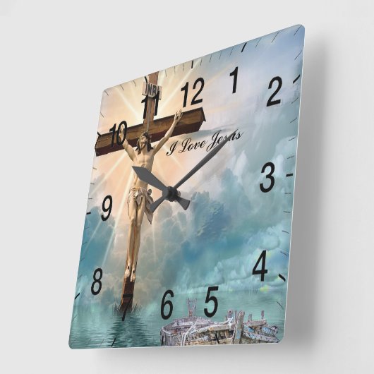 クリスチャンイエス祈りの言葉 スクエア壁時計 (傾斜)