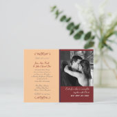 クリスチャンイエロー&レッドカスタムウェディング招待状 インビテーションポストカード (スタンド正面)