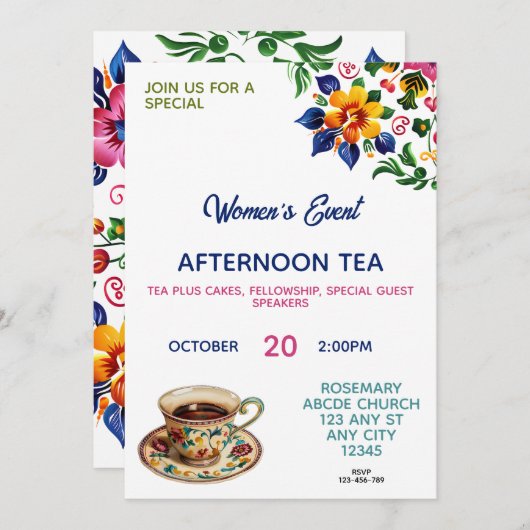 クリスチャンウィメンズフェローシップ茶招待状 招待状 (正面/裏面)