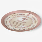 クリスチャンウェディングレセプションアイディア、バラ金ゴールド ペーパープレート (アングル)