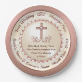 クリスチャンウェディングレセプションアイディア、バラ金ゴールド ペーパープレート (正面)