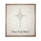 クリスチャンエレガントクロスを背景にスクロール ノートパッド (正面)