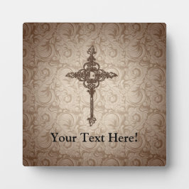 クリスチャンエレガントクロスを背景にスクロール フォトプラーク