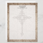 クリスチャンエレガントクロスを背景にスクロール レターヘッド (正面/裏面)