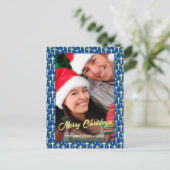 クリスチャンエレガントクロススクリプト海軍ブルークリスマス シーズンポストカード (スタンド正面)