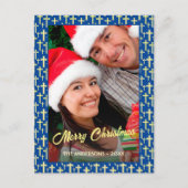 クリスチャンエレガントクロススクリプト海軍ブルークリスマス シーズンポストカード (正面)
