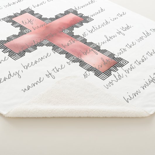 クリスチャンエレガントピンククロス聖なる書物、 経典聖句 シェルパブランケット (3/4)