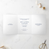 クリスチャンエレガントフォト結婚式招待状ブルー 三つ折り招待状 (内部)