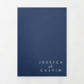 クリスチャンエレガントフォト結婚式招待状ブルー 三つ折り招待状 (カバー)
