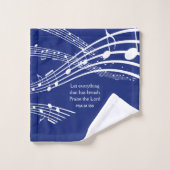 クリスチャンエレガントブルーミュージックノートMonogram バスタオルセット (ウォッシュタオル)