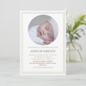 クリスチャンエレガントブルー丸い写真 |バプテスマ 招待状 (スタンド正面)