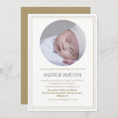 クリスチャンエレガントブルー丸い写真 |バプテスマ 招待状 (正面/裏面)