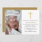 クリスチャンエレガントブルー丸い写真 |バプテスマ 招待状 (正面/裏面)