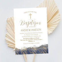 クリスチャンエレガントブルー金ゴールドクロス |バプテスマ