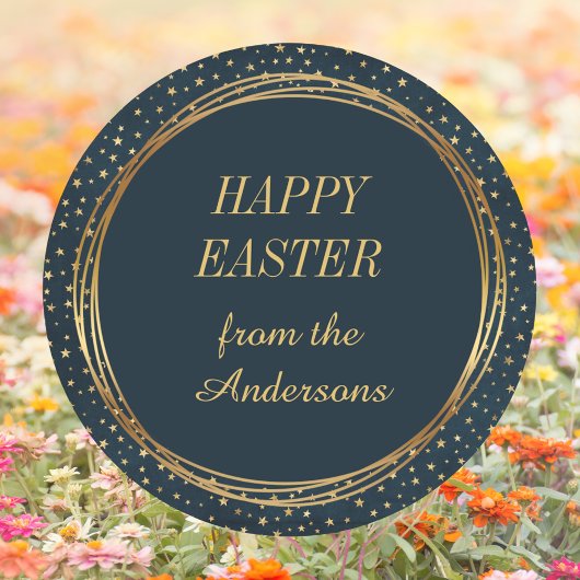 クリスチャンエレガント金ゴールドスターカスタムハッピーイースター ラウンドシール