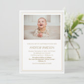 クリスチャンエレガント金ゴールドラウンドフォト |バプテスマ 招待状 (スタンド正面)