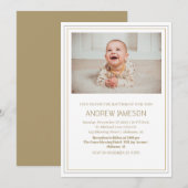 クリスチャンエレガント金ゴールドラウンドフォト |バプテスマ 招待状 (正面/裏面)