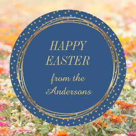 クリスチャンエレガント金ゴールド水玉模様ハッピーイースター ラウンドシール