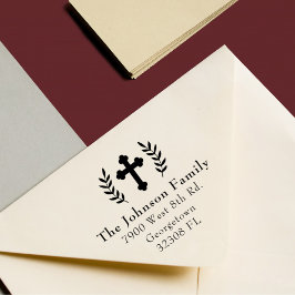 クリスチャンカスタムクロスエレガント差出人住所 ラバースタンプ